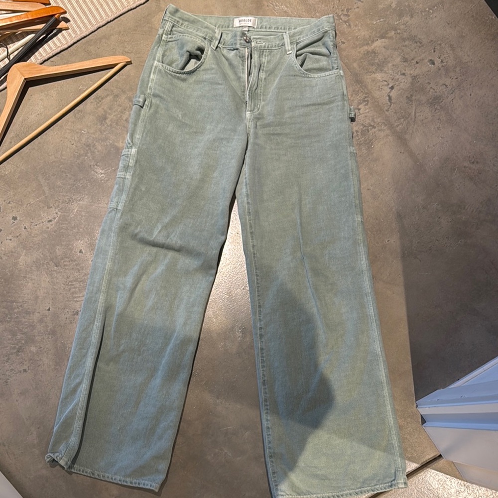 Agolde Aritzia Green Wide-Leg Jeans